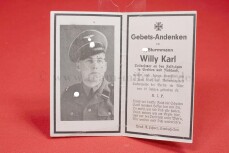 Todesanzeige SS-Sturmmann Willy Karl