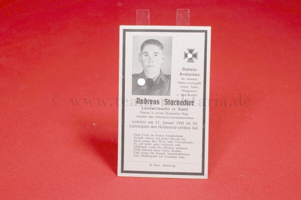Todesanzeige SS-Schütze Andreas Starnecker