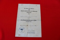 Verleihungsurkunde zum Kriegsverdienstkreuz 2.Klasse 1914