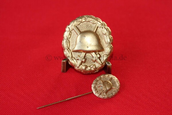 Verwundetenabzeichen Gold Mint + Miniatur