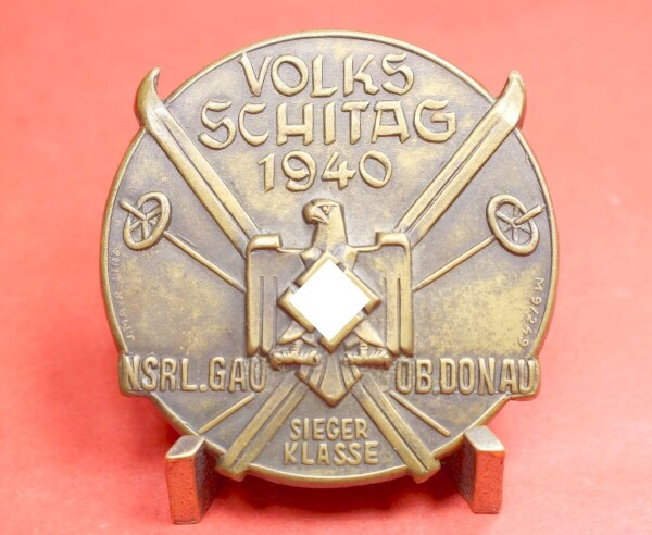 Abzeichen Volksschitag 1940 NSRL Gau OB Donau -SEHR SELTEN