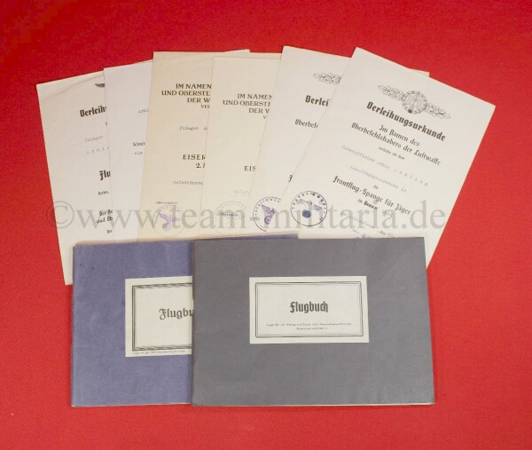 Urkundennachlass Unteroffizier Mehling mit Flugbüchern