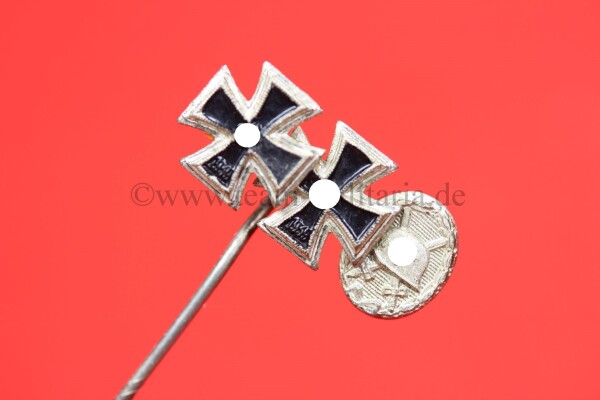 Miniatur Eisernes Kreuz 1. & 2.Klasse & Verwundetenabzeichen Silber