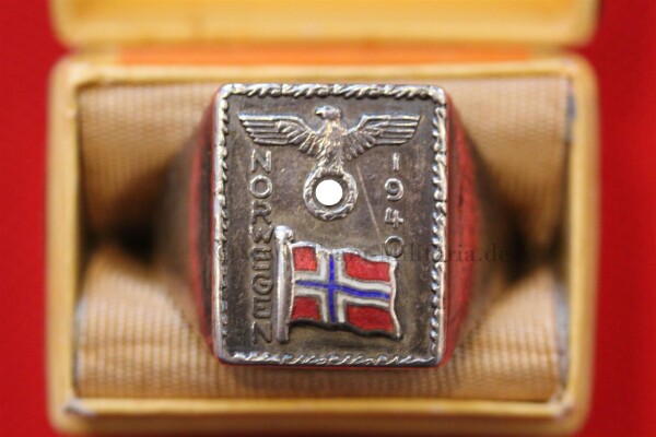Silber Ring Norwegen 1940 im Etui - selten