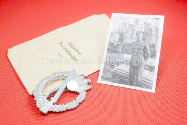 Infanteriesturmabzeichen in Silber mit Tüte + Foto