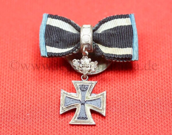 Miniatur Knopflochversion Eisernes Kreuz 2.Klasse 1870 mit Eichenlaub 25 