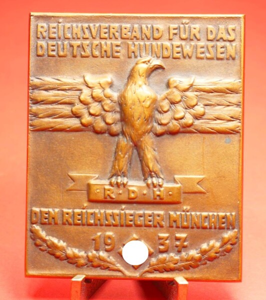 Bronzeplakette / Preis "Dem Reichssieger München 1937"