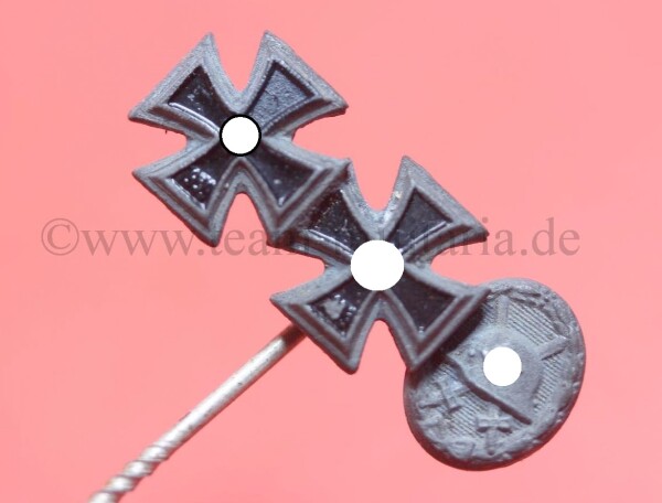 Miniatur Eisernes Kreuz 1 und 2.Klasse und Verwundetenabzeichen in Silber