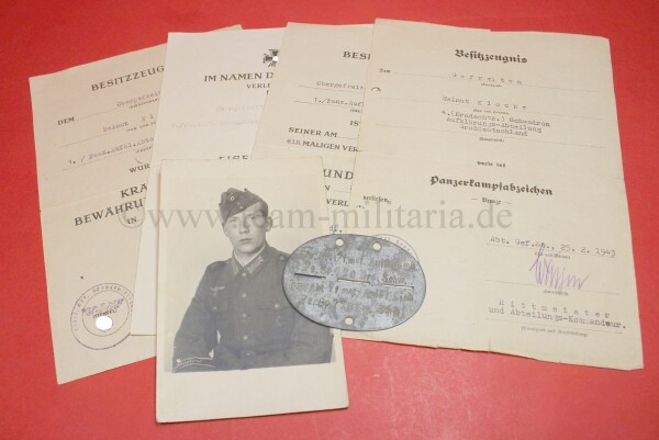 Urkundennachlass OGF Helmut Klocke Panzerjäger-Abteilung Großdeutschland