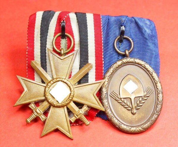 2-fach Ordensspange Kriegsverdienstkreuz und RAD Dienstauszeichnung 4.Stufe