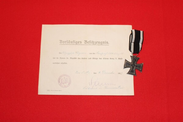 Eisernes Kreuz 2.Klasse 1914 mit Vorläufgem Besitzzeugnis
