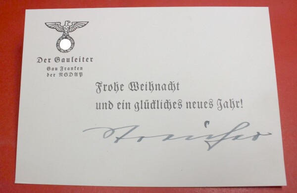 original Unterschrift NSDAP-Gauleiter Franken Julius Streicher (Der Stürmer-Verlag)