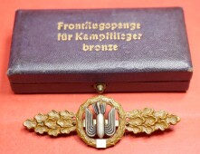 Frontflugspange f&uuml;r Kampfflieger in Bronze im Etui