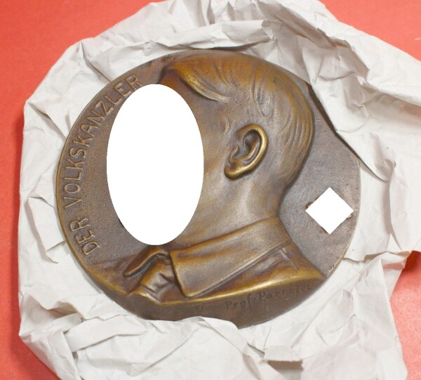 Wandrelief / Plakette Adolf Hitler - Der Volkskanzler -Bronzerelief - Führer Bild