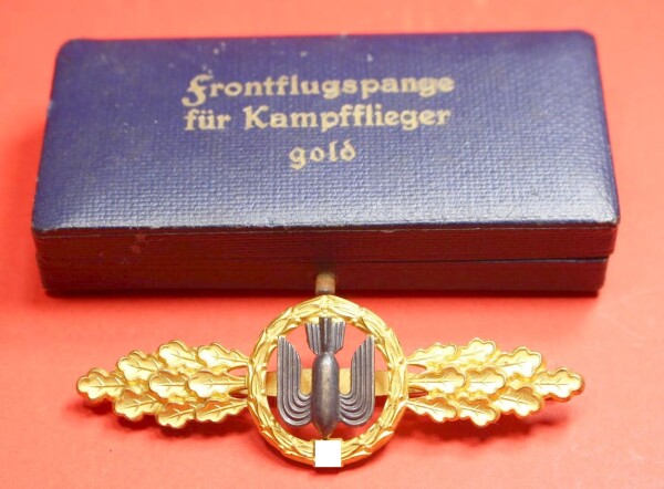Frontflugspange Gold für Kampfflieger Bomber im Etui - MINT CONDITION