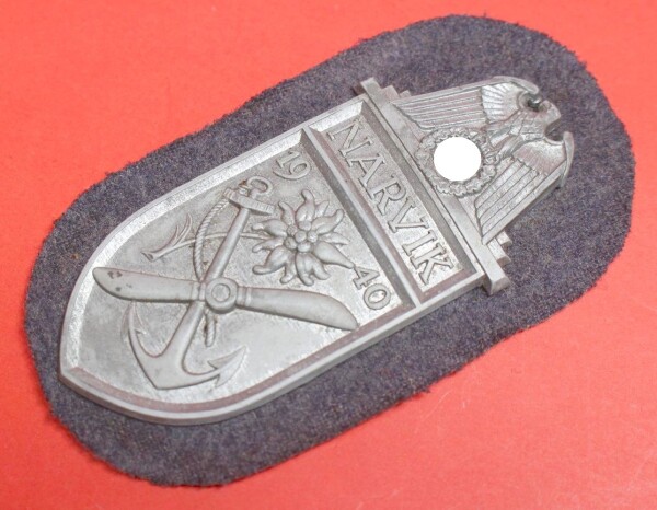 Ärmelschild Narvikschild Silber 1940 der Luftwaffe -  SELTEN