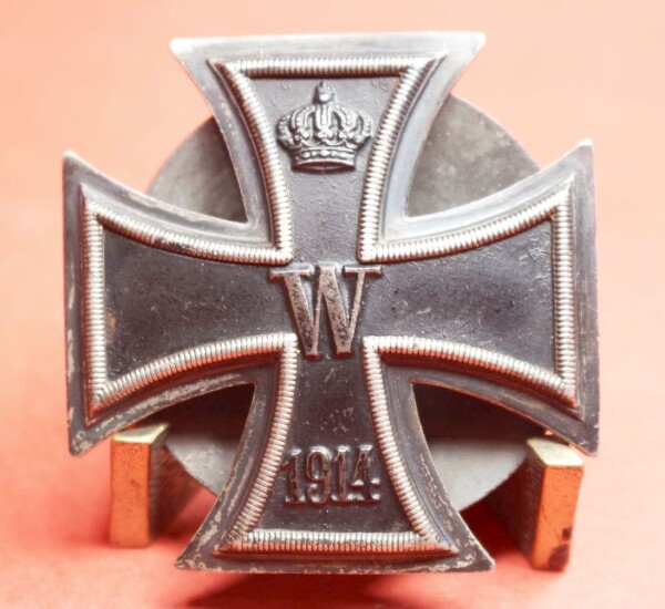 frühes Eisernes Kreuz 1.Klasse 1914 an Schraubscheibe (3-teilig) Silberversion 800
