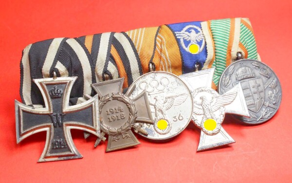 5-fach Ordensspange Deutsche Olympia-Medaille 1936 /Polizei DA 18 J