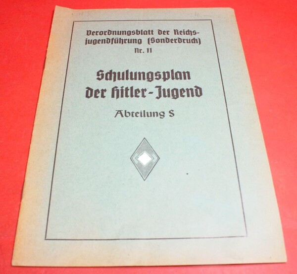 Schulungsplan der Hitler-Jugend Abteilung S (Reichsjugendführung )