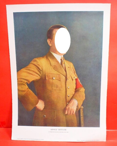 Propaganda Bild / Poster "Adolf Hitler Führer und Reichskanzler" - 25,5 x 36 cm - Verlag Heinrich Hoffmann, München Berlin