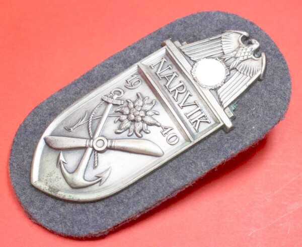 Ärmelschild Narvikschild Silber 1940 der Luftwaffe - CUPAL - SEHR SELTEN