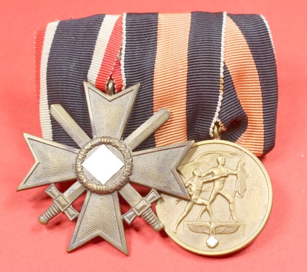 2-fach Ordensspange Kriegsverdienstkreuz und Sudentenlandmedaille