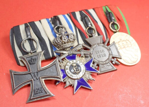 4-fach Ordensspange bayrische Militär-Verdienstorden Kreuz 4.Klasse mit Schwertern und Krone