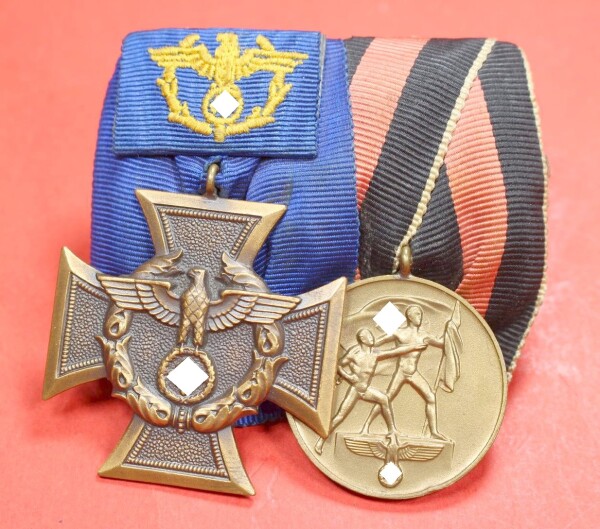 2-fach Ordensspange Zollgrenzschutz-Ehrenzeiche mit gesticktem Bandadler