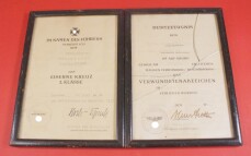 2 x Urkunde Verwundeten in Gold und Eisernes Kreuz...
