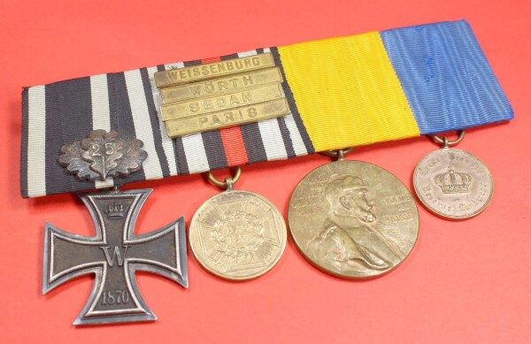 4-fach Ordensspange Eisernes Kreuz 2.Klasse  1870 mit Eichenlaub 25 Jahre
