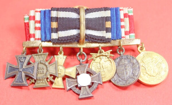 7-fach Knopflochdeko / Miniatur Preussen / Österreich / Ungarn / Bulgarien / III.Reich