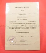 Besitzzeugnis Obergefr. 2./A.R. 268 Verwundetenabzeichen...