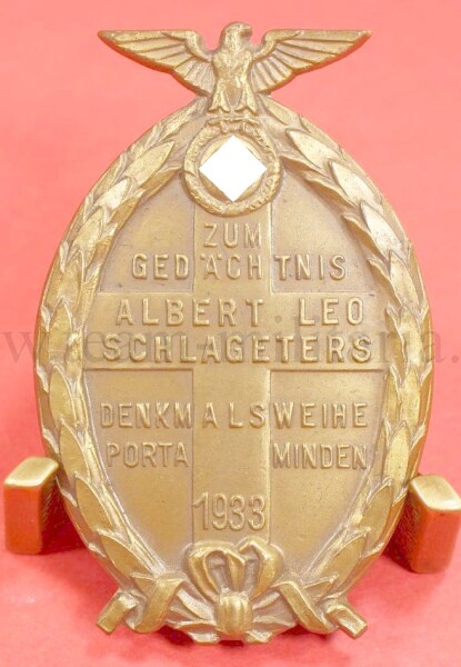 frühes Ehrenzeichen Schlageter Denkmals Weihe  Porta Minden 1933 NSDAP