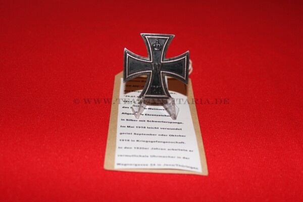 Eisernes Kreuz 1.Klasse 1914 des Sergeanten Fritz Hantke mit Gravur