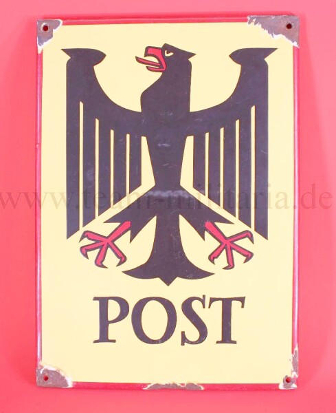 altes Emailleschild Post mit Adler Bundespost