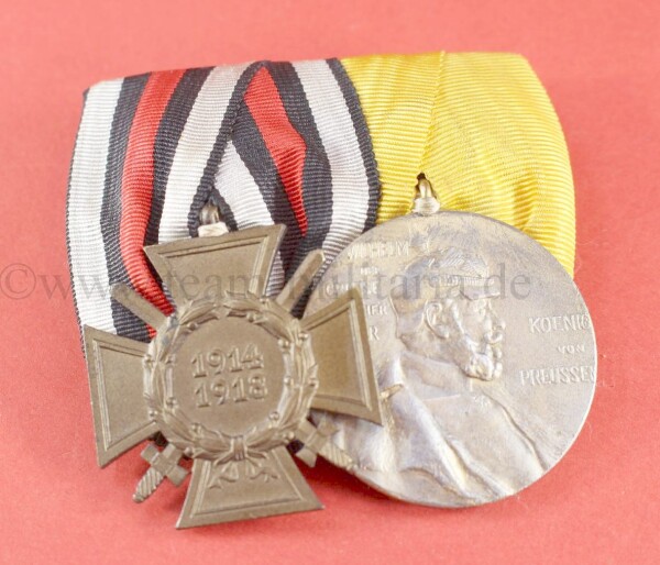 2-fach Ordensspange Preussen Frontkämpferehrenkreuz / Zentarmedaille 