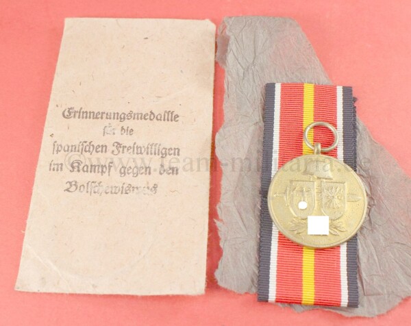 Medaille spanische Freiwillige  im Kampf gegen Bolschewismus mit Tüte - MINT CONDITION