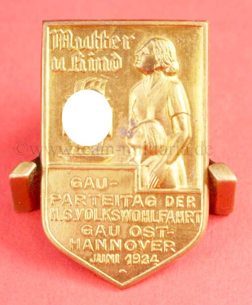 Blechabzeichen Mutter u. Kind Gau-Parteitag der NS Volkswohlfahrt Gau Ost-Hannover Juni 1934