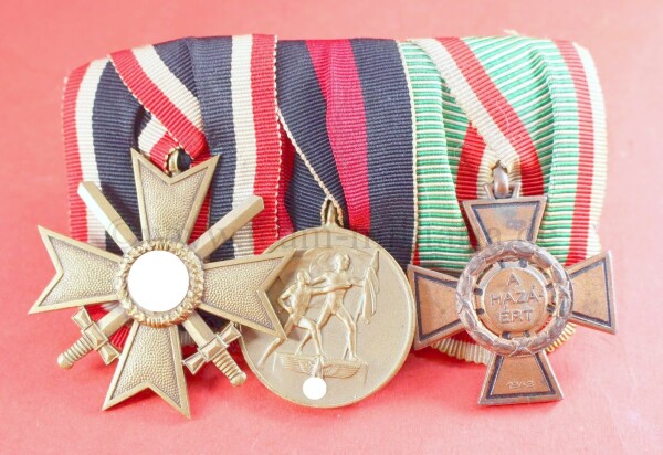 3-fach Ordensspange mit seltenem ungarischen Feuerkreuz für Frontkämpfer