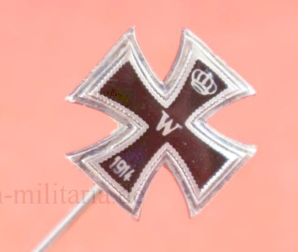 Miniatur zum Eisernen Kreuz 1.Klasse 1914 (800 Silber) mit Halter - Emaillierte Version