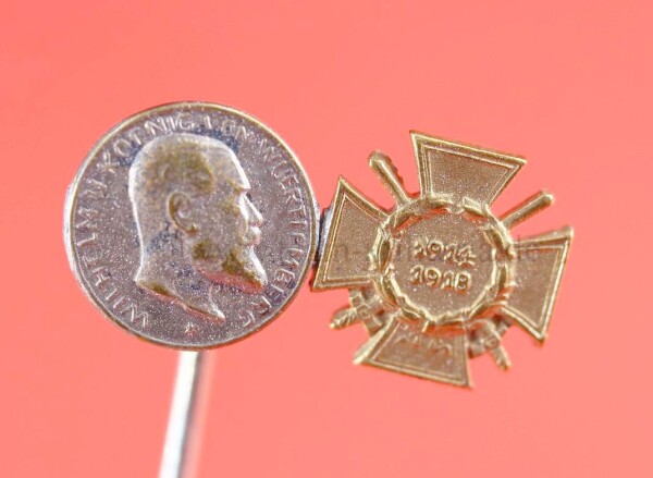 2-fach Miniatur Tapferkeitsmedaille Wilhelm König Württemberg und Frontkämpfer Ehrenkreuz