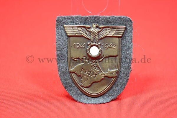 Krimschild 1941 - 1942 Luftwaffe mit Gegenplatte und Papier