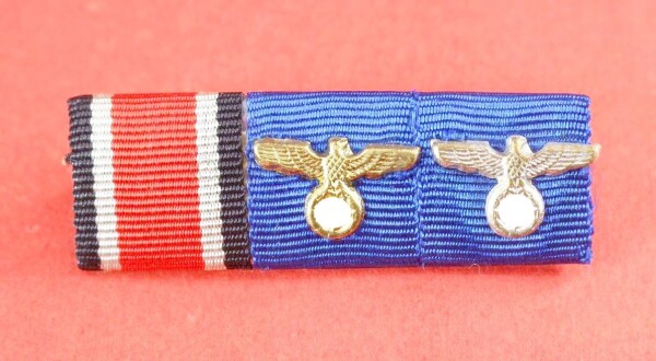 3- fach Bandspange / Feldspange Eisernes Kreuz 2.Klasse 1939 und Dienstauszeichnung der Wehrmacht
