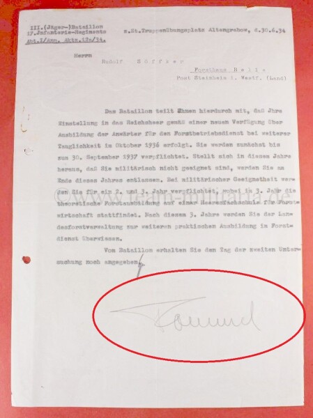 extrem frühe Rommel original Unterschrift 1934 - SEHR SELTEN