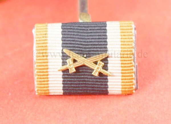 frühe Bandspange / Feldspange Kriegsverdienstkreuz 2.Klasse 1939 mit Schwertern (orangefarbiges Band)