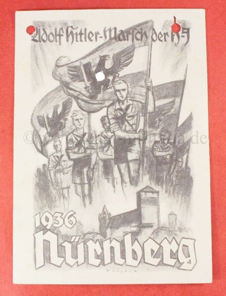 Postkarten - Adolf Hitler - Marsch der H-J 1936 Nürnberg - SELTEN