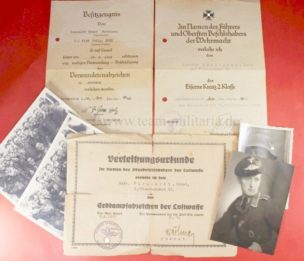 Urkundennachlass Gefr. E. Burkhardt 3./Flakregiment 22 (Erdkampfabzeichen)