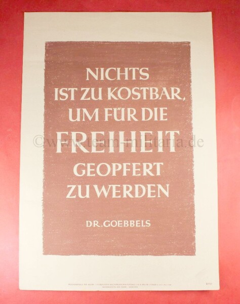Poster / Wandbild / Wochenspruch NSDAP Propaganda Poster Dr. Gobbels