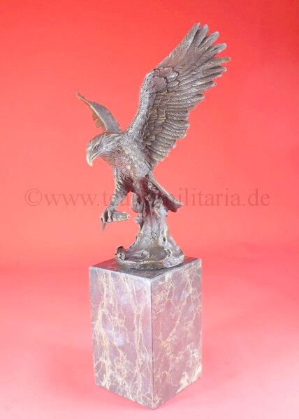 Bronze Tischadler / Adler auf Marmorsockel - Bronzeadler