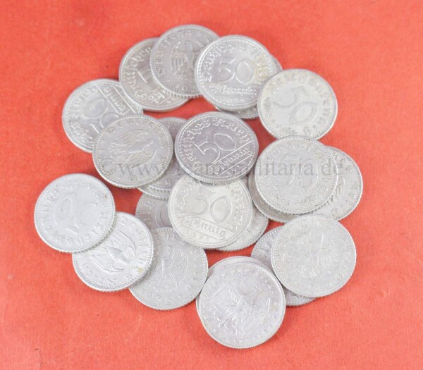 21 x 50 Deutsches Reich Pfennig und 2 x 200 Mark Münze